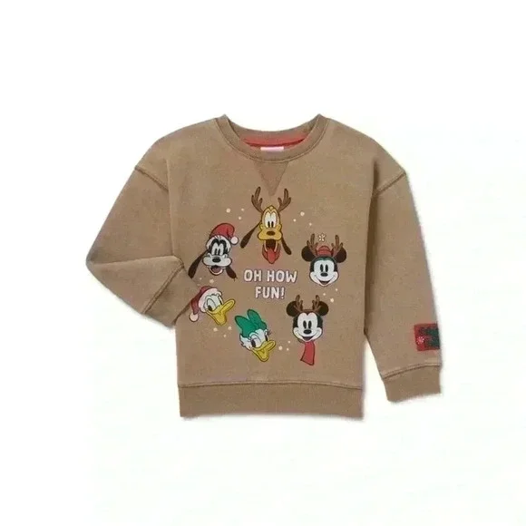 Disney Mickey Mouse and Friends Christmas Crewneck Sweatshirt Unisex Size 3T - Picture 2 of 6